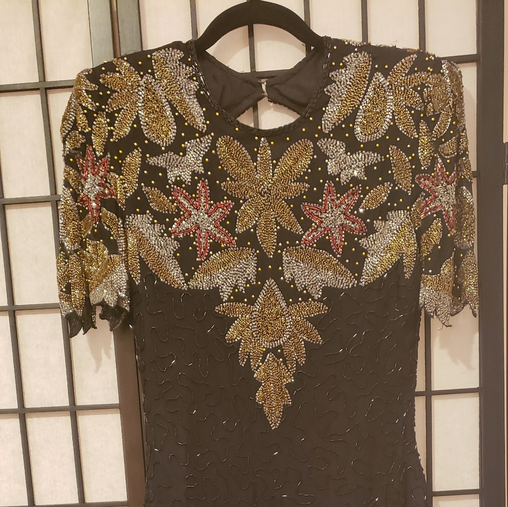 Vintage Black colorful sequins Dress size Small